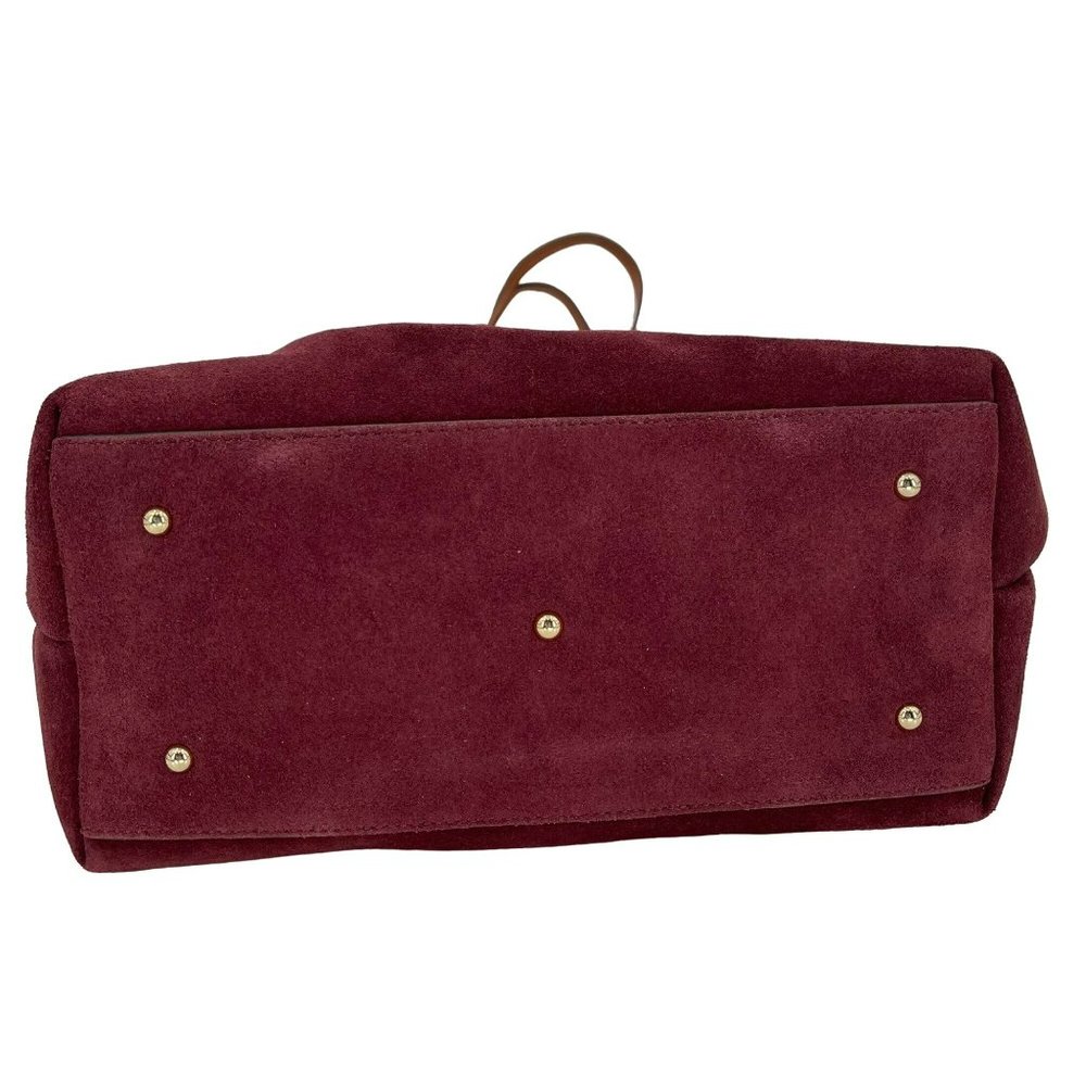 Elegant Burgundy Suede Tote Bag - Picture 7 of 14